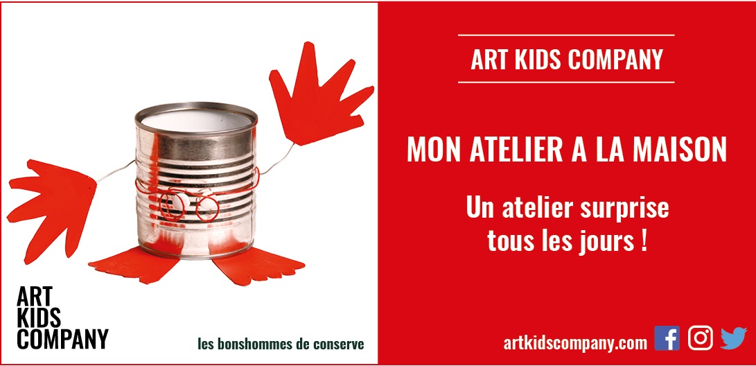 Annonce de l'atelier pour enfants les bonhommes de conserve créé par Art kids Company