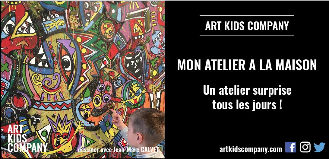 Annonce de l'atelier "Dessiner avec Jean-Marc Calvet" par Art Kids Company