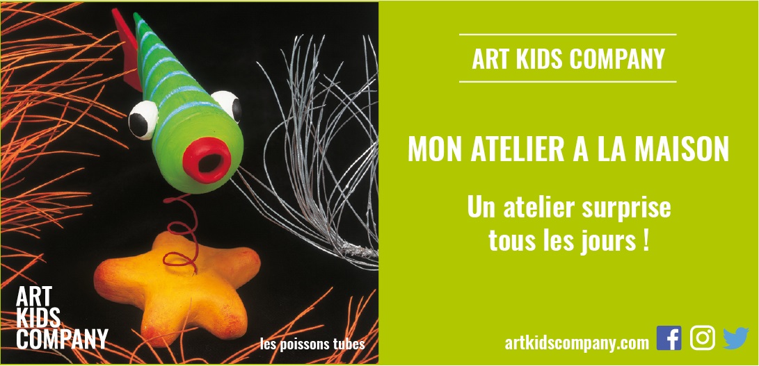 Annonce de l'atelier Poissons tubes par Art Kids Company