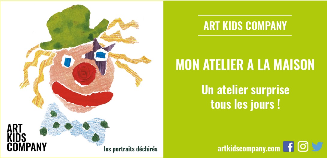 Annonce atelier portraits déchirés Art Kids Company