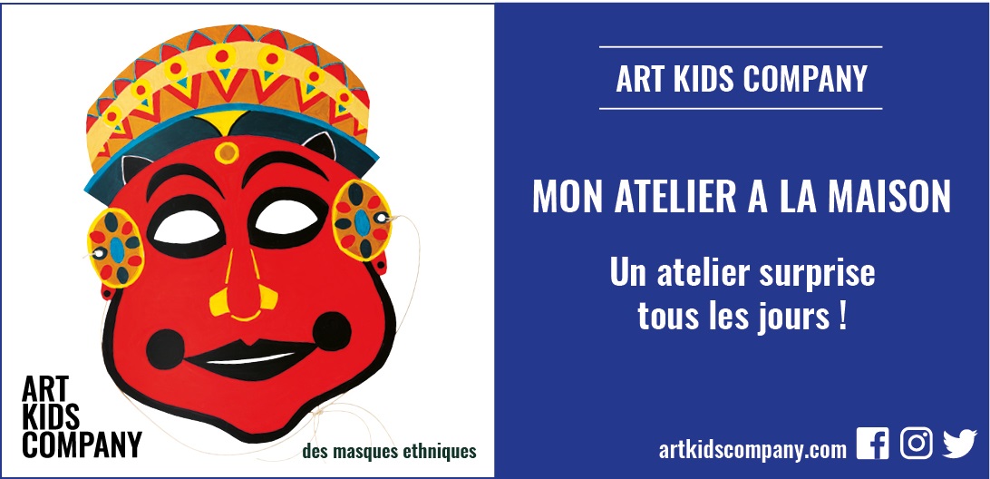 Annonce atelier masques ethniques par Art Kids Company